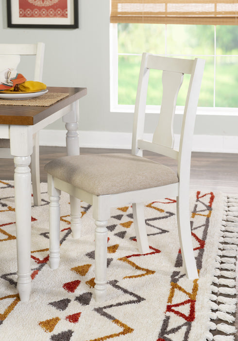Chaise d’appoint de salle à manger Willow en tissu blanc - ensemble de 2
