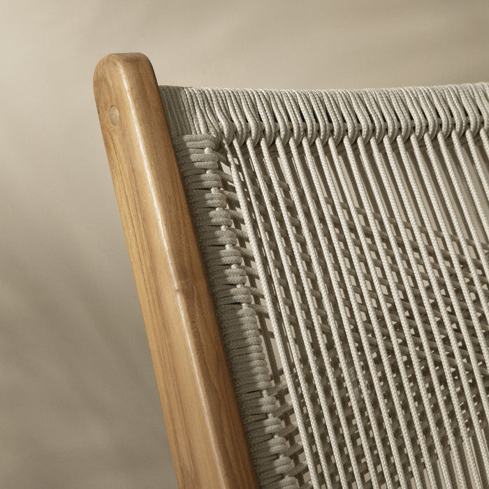 Ensemble de 2 chaises de salle à manger Agave en corde tressée et en teck - crème et naturel