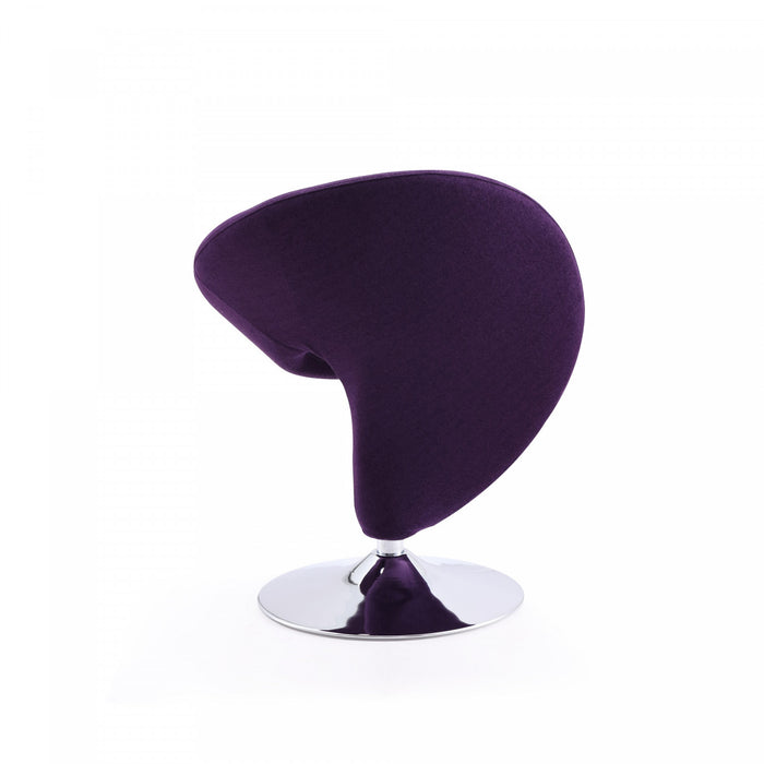 Fauteuil lounge pivotant moderne en laine melangee Curl, violet - Lot de 2