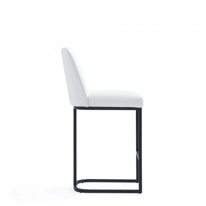Tabouret de comptoir moderne en metal et tissu Serena, blanc - Lot de 2