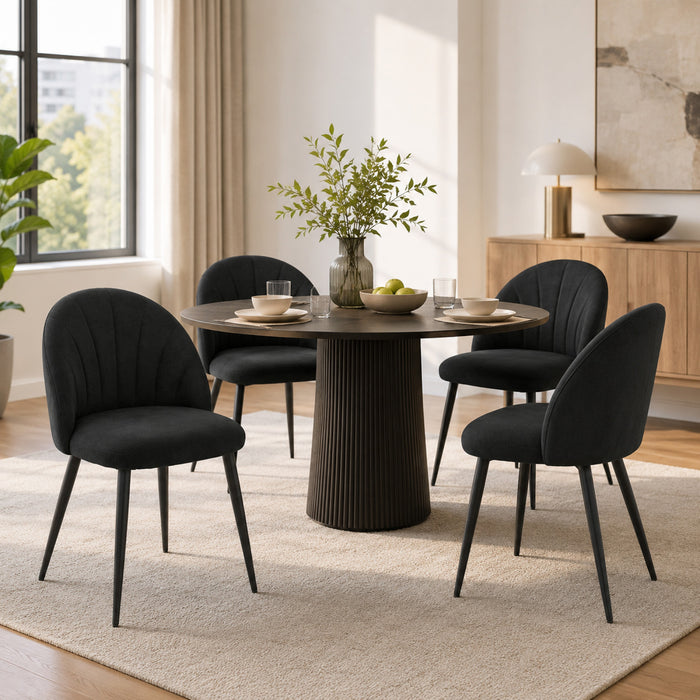 HOMCOM Lot de 4 chaises de salle a manger avec pieds en metal, noir
