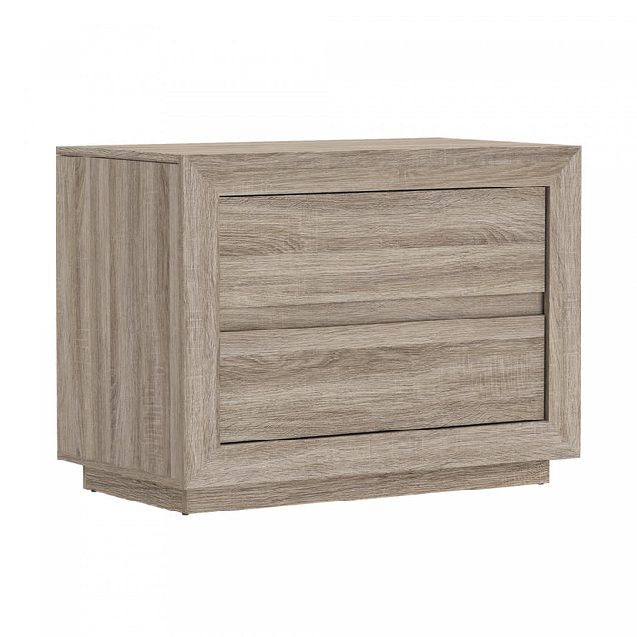 Table de nuit contemporaine Soren 32\" en chene naturel (2 tiroirs)