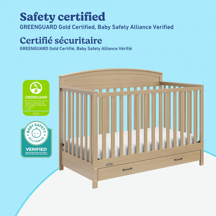Graco Benton Lit de bebe convertible 5-en-1 avec tiroir - Bois clair