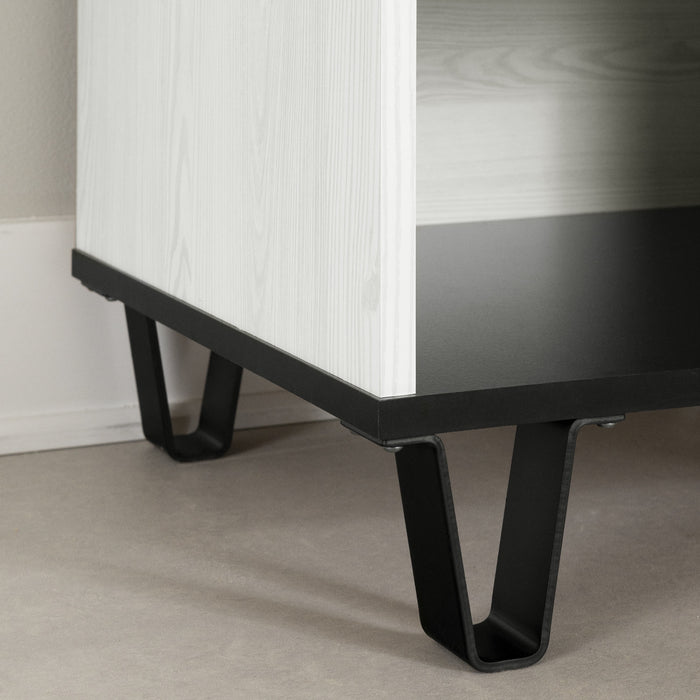  Table de nuit Arlen à 1 tiroir - pin blanc et noir mat