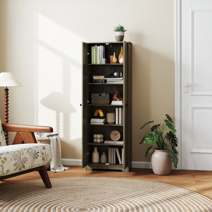 HOMCOM Armoire de garde-manger de 67 po, armoire de rangement, gris vieilli