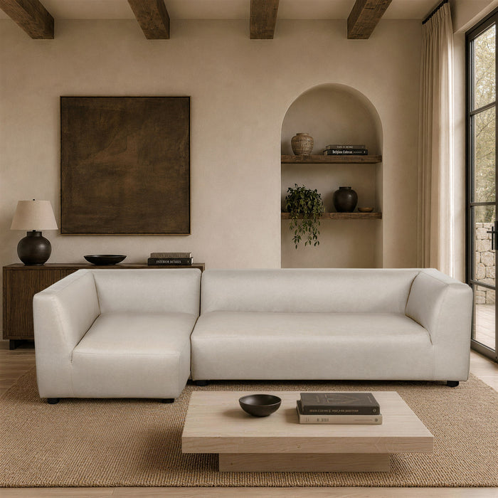 Canape sectionnel moderne contemporain Lukas 2 pieces, 118\", oriente a gauche, couleur creme