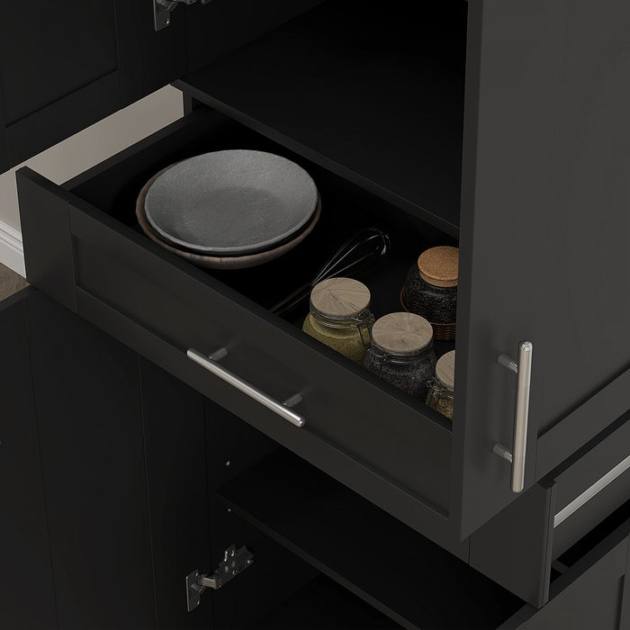 HOMCOM Garde-manger de cuisine moderne avec etageres, noir