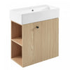 Camille Floating Bathroom Vanity with Ceramic Sink and Left Side Storage, Natural | Camille Meuble de salle de bain flottant avec vasque en ceramique et rangement cote gauche, Naturel
