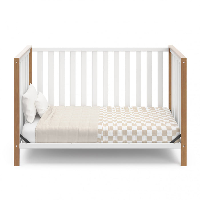 Storkcraft Modern Pacific Lit de bebe convertible 4-en-1 - Blanc avec vintage bois clair