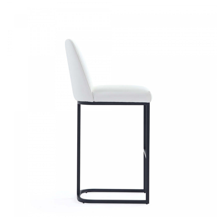 Tabouret de bar moderne en metal et tissu Serena, blanc