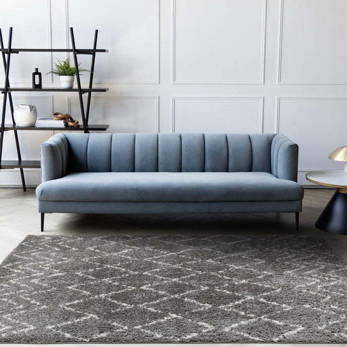 Tapis Taylor a poils longs diamants rustiques creme gris, 7'10\" x 10'6\"