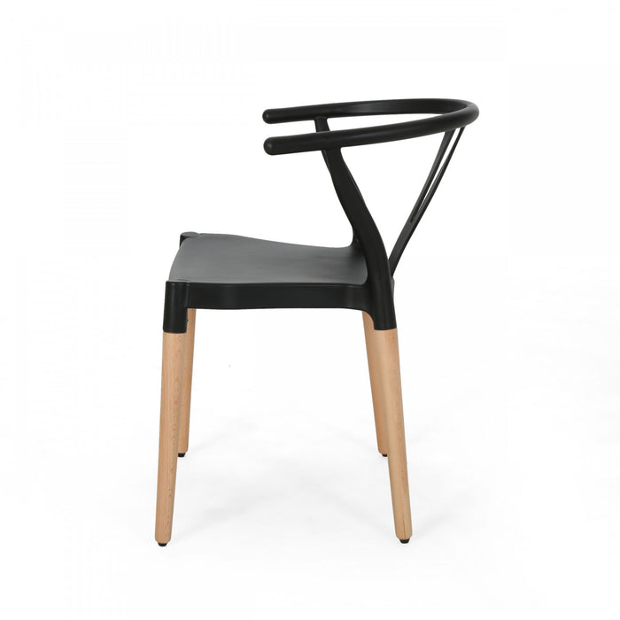 Lot De 2 Chaises De Salle À Manger Chasel Avec Assise En Polypropylène Et Pieds En Bois Massif - Noir