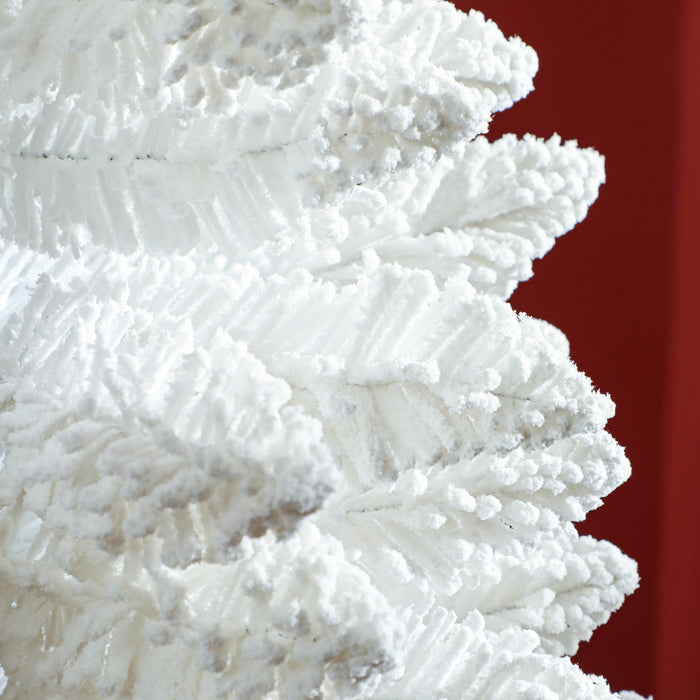 Homcom Sapin De Noel Floque Avec Pointes De Branches Realistes, Blanc