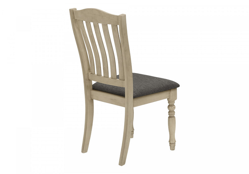 Ensemble de 2 chaises de salle à manger de style transitionnel avec tissu gris antique et pattes en bois pour la cuisine et la salle à manger