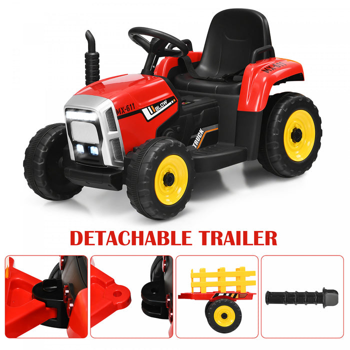 Costway Tracteur A Remorque Electrique 12v Avec Telecommande Et Lumieres Led