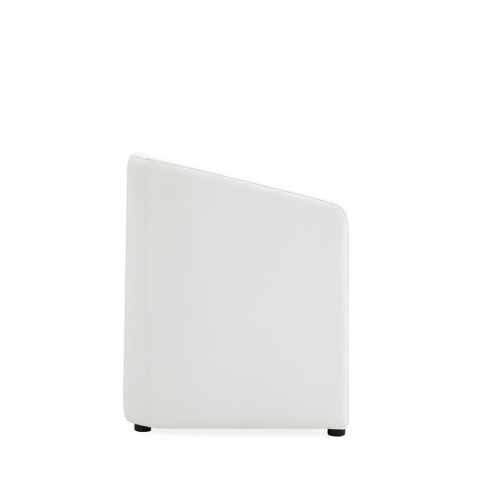 Fauteuil moderne en cuir vegetalien Anna Round blanc - Lot de 2