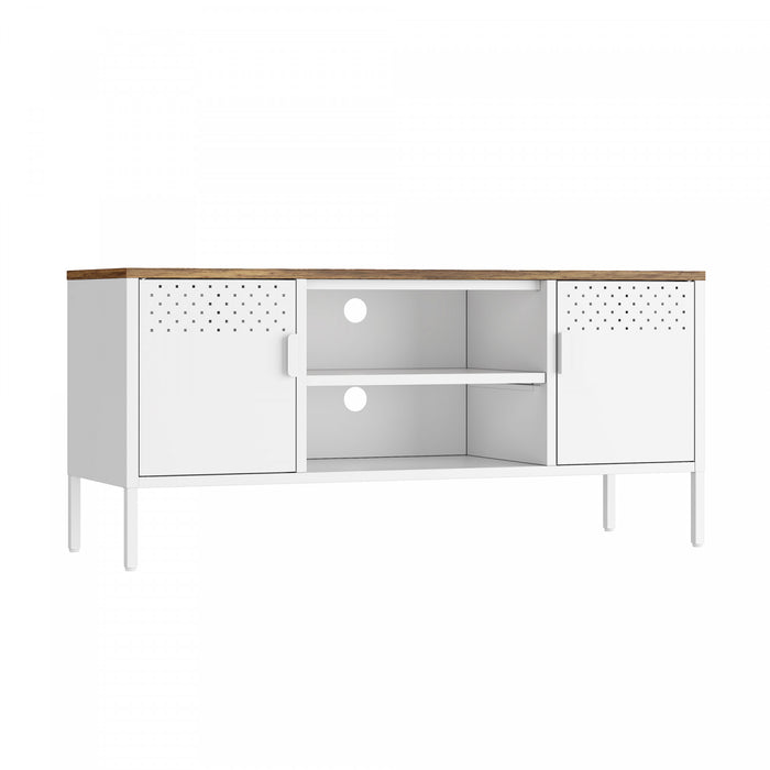 Armoire de rangement moderne Landen 47\" en metal, coloris blanc