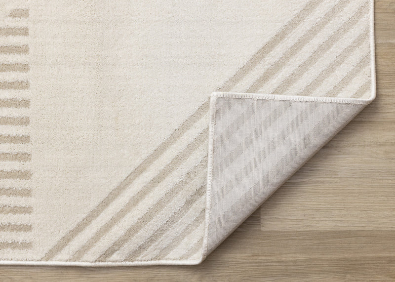 Carpette Hudson crème et beige à motif géométrique moderne - 5 pi 3 po x 7 pi 7 po