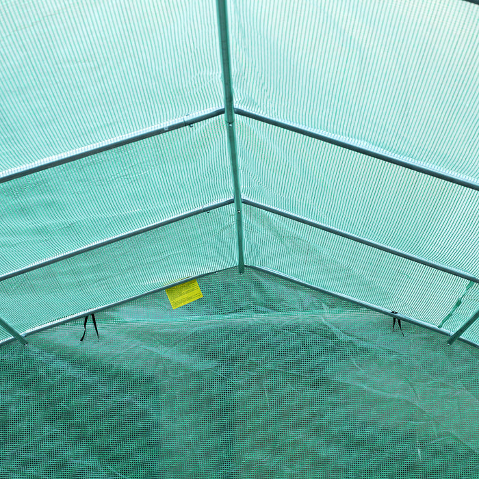 Outsunny 26'l X 10'w X 6.8' H Grande Serre De Jardin En Plein Air Tunnel De Semences De Plantes Tente De Culture Cadre En Acier De Qualite Superieure Vert