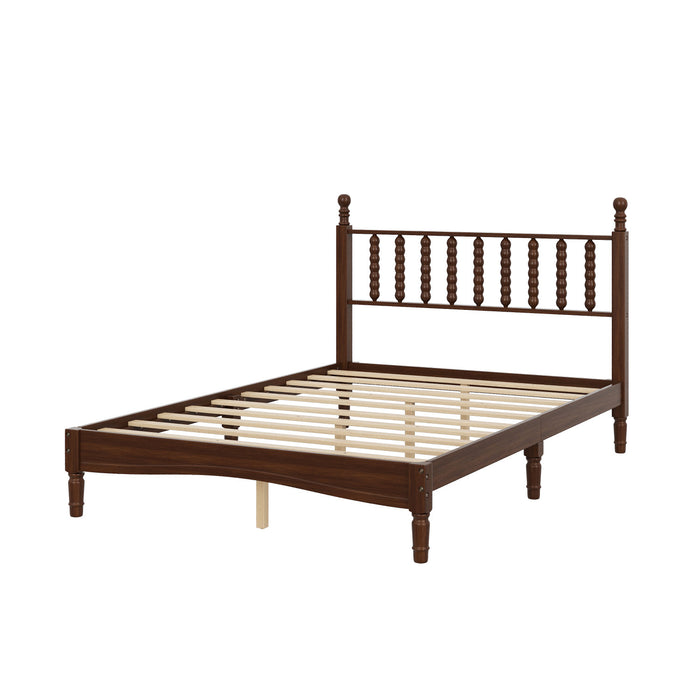 Oliver Lit Plateforme Retro en Bois avec Tete de Lit en Forme de Gourde et Support en Lattes en Bois Robustes, Taille Double