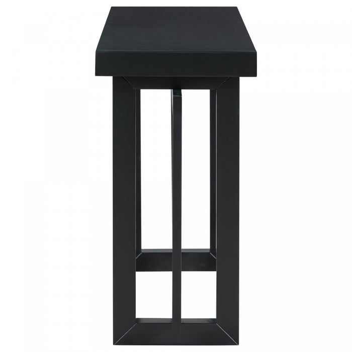 Table d'entree peinte Ethan 59,1'' avec design rectangulaire triple et pieds en bois de pin, noire
