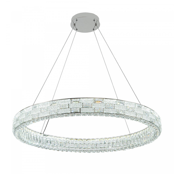 Lustre A Del Integrees Elegance 40 po, Chrome Avec Verres En Cristal