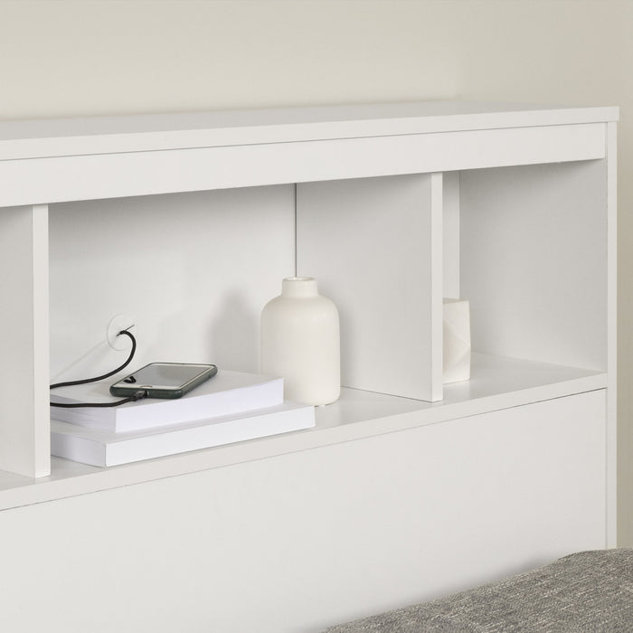 Spark Tete De Lit Bibliotheque Avec Prises Integrees - Blanc Solide