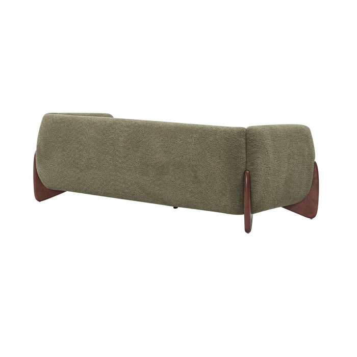 Harold Canape 3 places en bois de 82,75\" avec revetement boucle et sherpa, vert olive