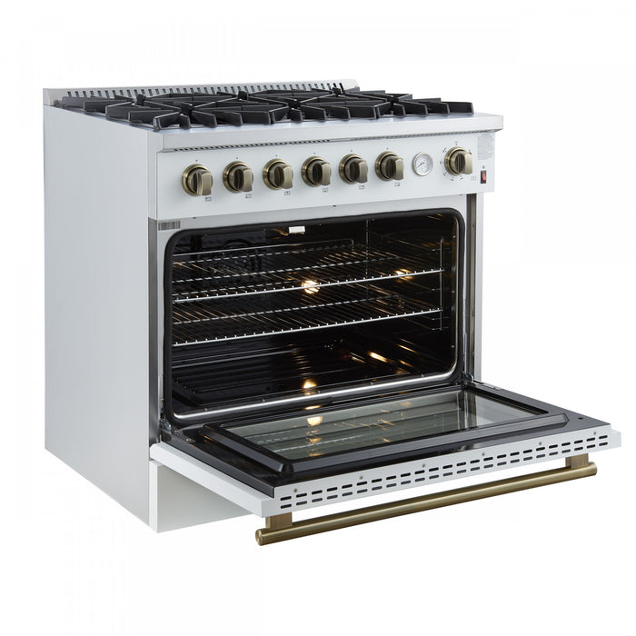 Cuisiniere a gaz Marco 36 pouces blanche, 4,32 pi³ – FFSGS6277-36WHT