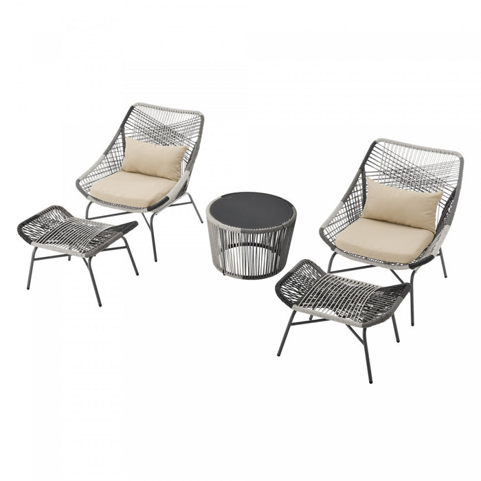 Ensemble de conversation moderne Ashland 5 pieces en creme