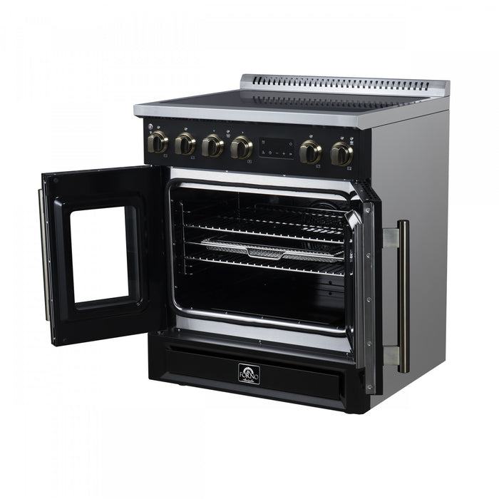 Cuisiniere a induction Torino de 30 po, noire, avec portes francaises, 4,32 pi³ – FFSIN0950-30BLK