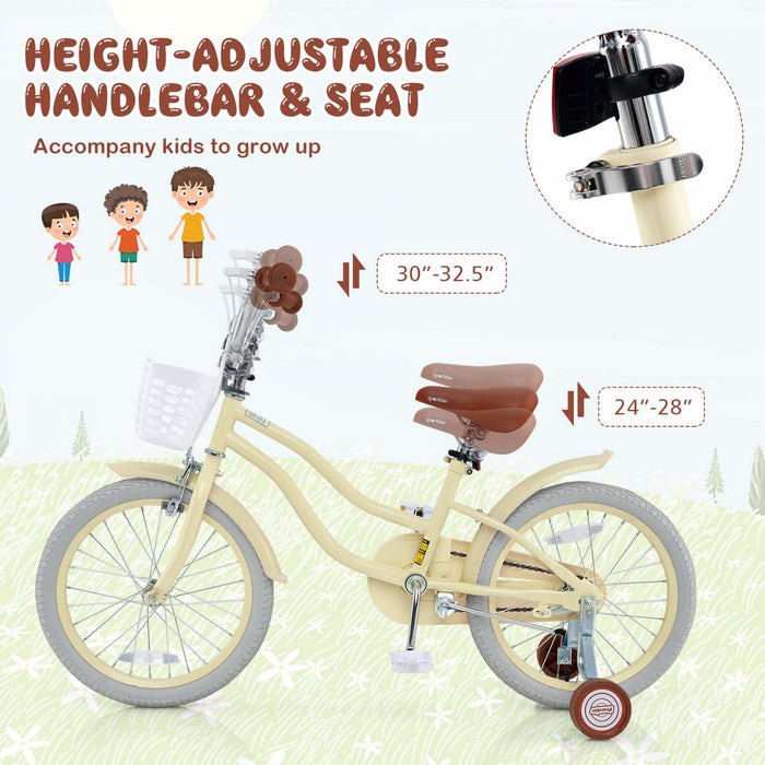 Prorider 18\" Enfants Velo Tout-petit Velo Avec Roue D'entrainement Pour 4-8 Ans Beige
