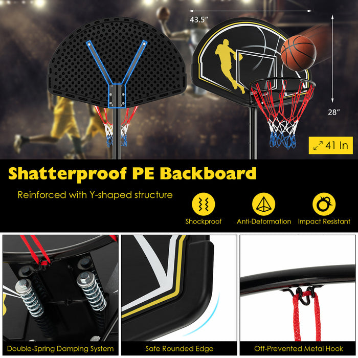 Panier De Basket-ball Portable, Reglable De 130 A 305 Cm, Roues Et Base Rechargeable, Resistant Aux Intemperies, Pour Jouer En Interieur Et En Exterieur, Pour Enfants, Adolescents Et Adultes