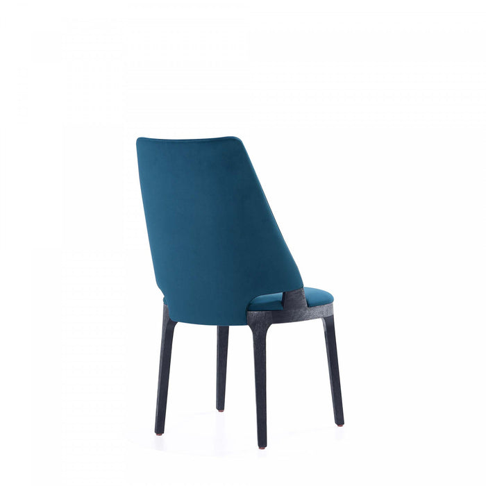 Chaise de salle a manger moderne en bois Kara avec revetement bleu - Lot de 4