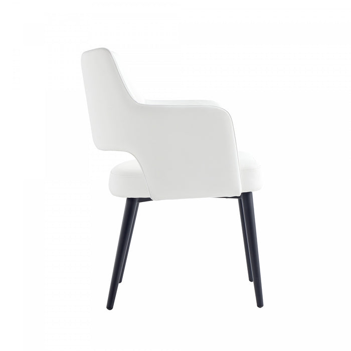 Fauteuil moderne Tremont en cuir vegetalien avec accoudoirs en metal, blanc - Lot de 2