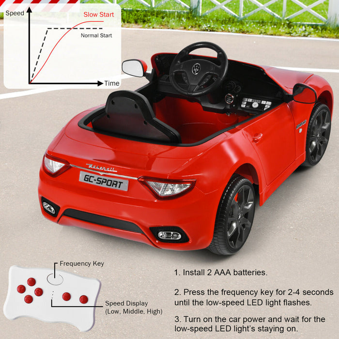 12v Enfants Ride On Car Maserati Grancabrio Sous Licence Avec Telecommande Et Musique Rouge