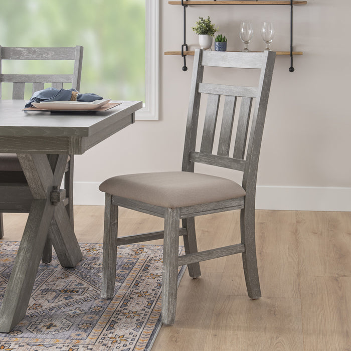 Chaise de salle à manger Turino en tissu gris vieilli - ensemble de 2