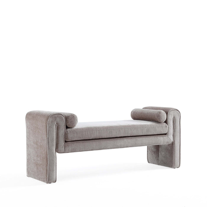 Banc d’appoint moderne glamour en chenille Concord, coloris colombe