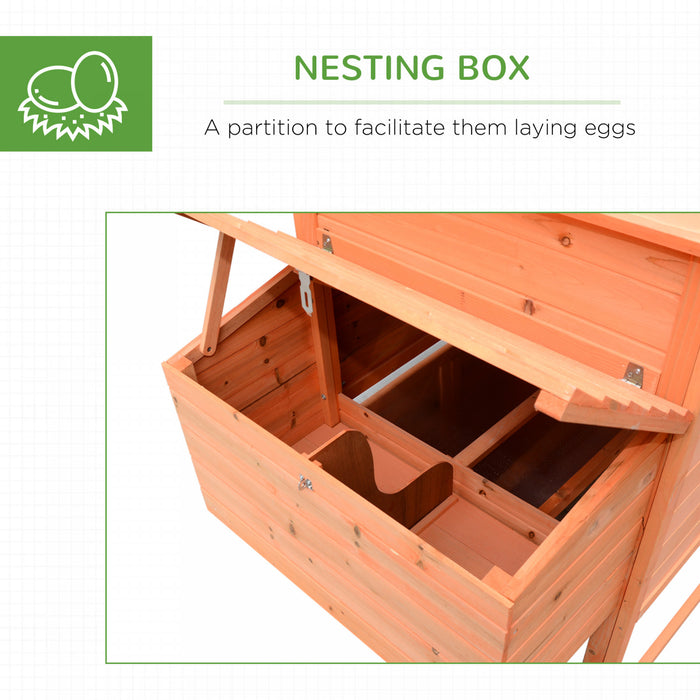 Pawhut 82\" Poulailler De Luxe En Bois Poulailler Lapin Clapier Cage A Volaille Stylo Cour Arriere Avec Enclos Et Nichoir