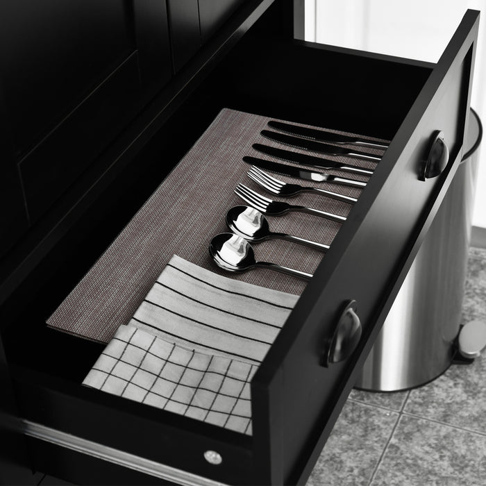 HOMCOM Armoire Garde-Manger Cuisine Etagere Tiroir Noir