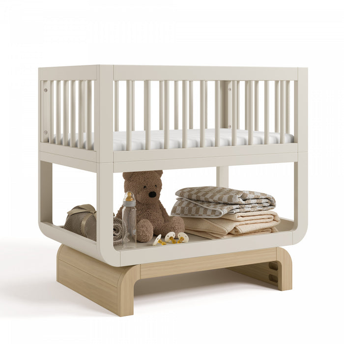 Storkcraft Santorini Berceau convertible 3-en-1 de luxe - Avoine avec bois clair