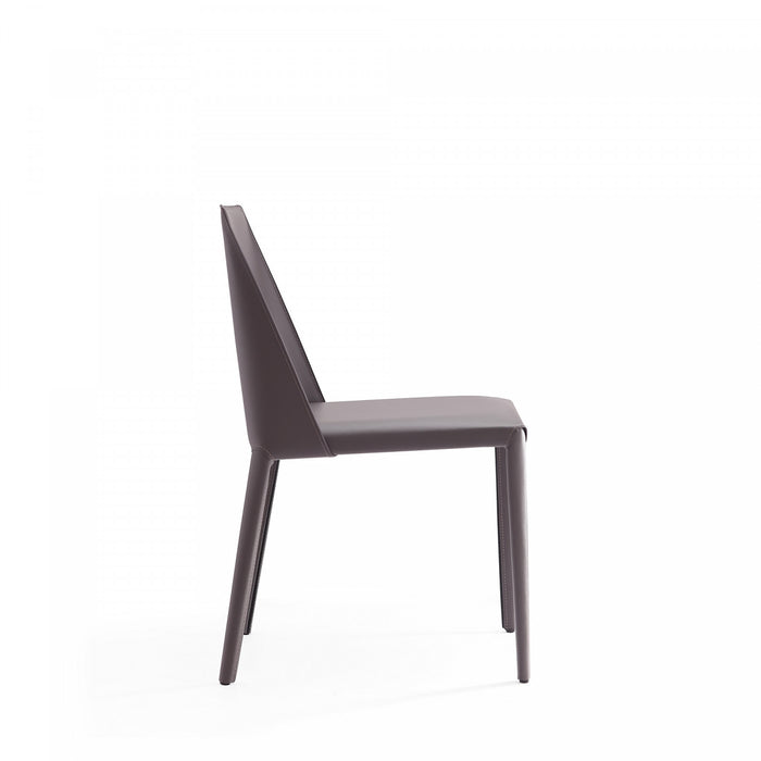 Chaise de salle a manger moderne en cuir vegetalien gris Paris - Lot de 4