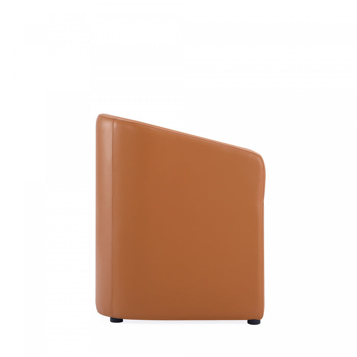 Fauteuil moderne Anna en cuir vegetalien couleur brun selle - Lot de 2