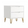 Avira Mid-Century Modern 20" Nightstand in White (2-Drawer) | Table de nuit Avira style milieu du siecle moderne 20" en blanc (2 tiroirs)