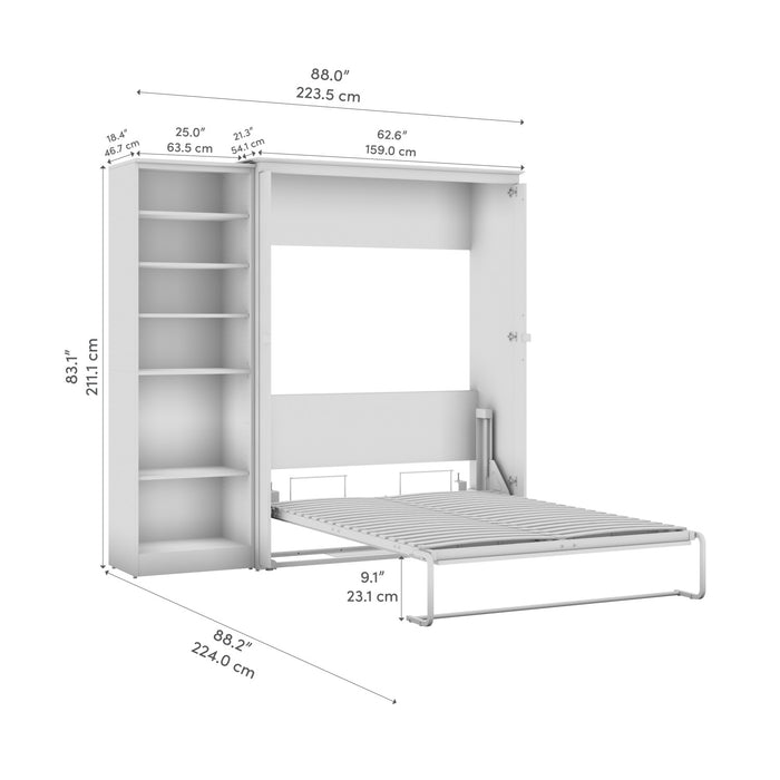 Lit double escamotable Key West de Bestar de 88 po (L) avec organisateur de garde-robe - blanc chêne lin