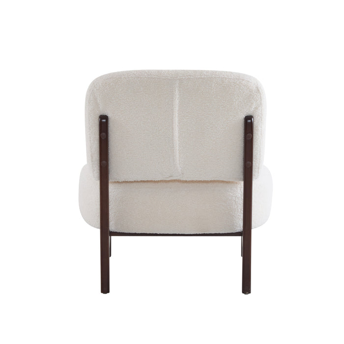 Coco Fauteuil de Salon Moderne en Bouclette avec Cadre en Bois Massif, Beige
