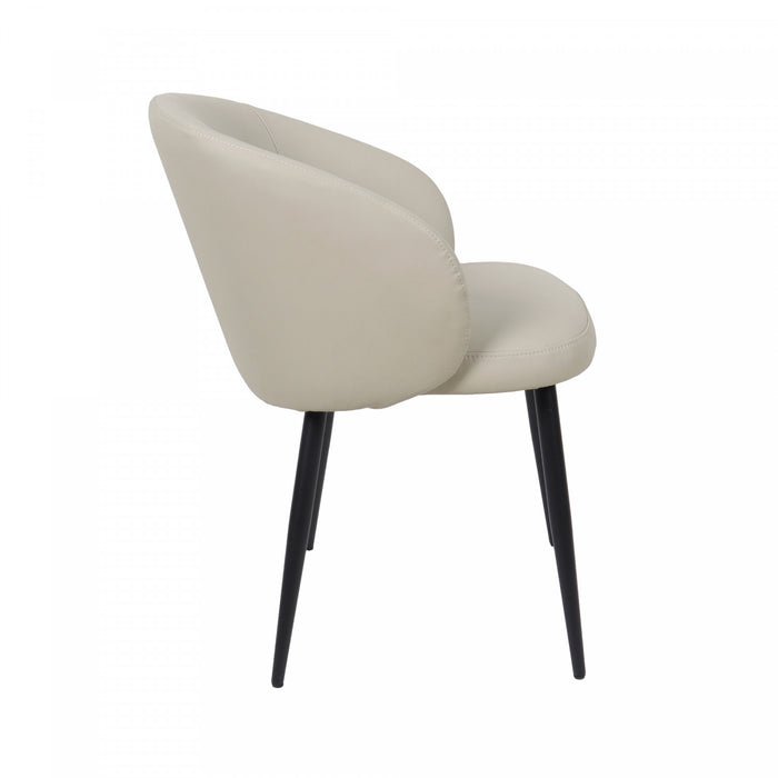 Chaise laterale moderne contemporaine Looma en cuir vegetalien et metal, gris pierre - Lot de 2