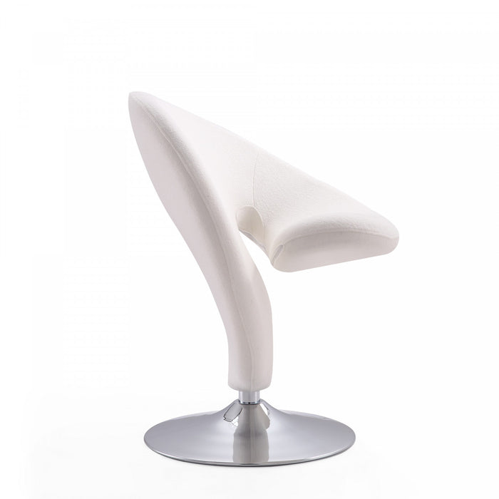 Fauteuil pivotant moderne en laine melangee Curl, creme - Lot de 2