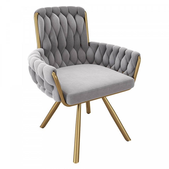 Chaises de salle a manger pivotantes Timothy en velours avec revetement capitonne et pieds en metal, lot de 6, gris