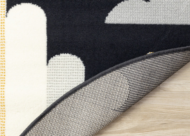 Carpette ronde Forte à motif de vaisseau spatial pour enfants - 5 pi 3 po x 5 pi 3 po